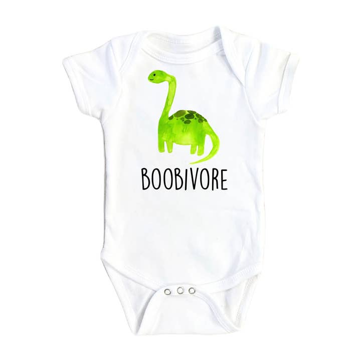 Dinosaur Boobivore - Baby Boy Girl Clothes Infant Bodysuit Funny Cute Newborn for wholesale by North Fork Forager LLC