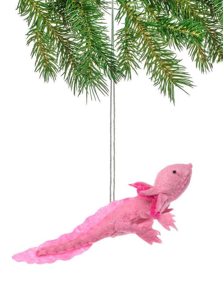 Pink Axolotl Ornament for wholesale by Silk Road Bazaar