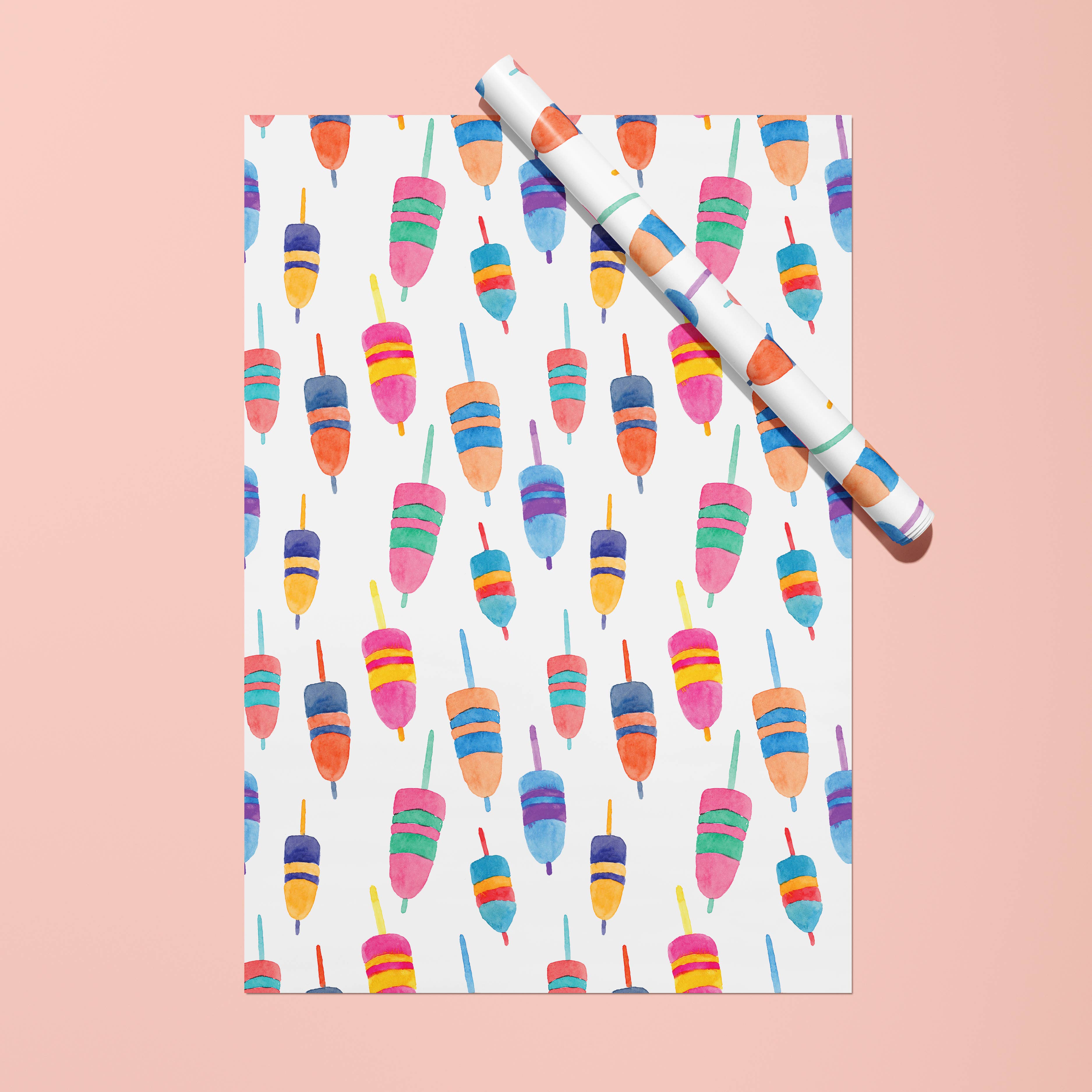 Gert & Co - Venta al por mayor Rollos de papel de regalo - Envoltorio de regalo con boyas coloridas | Envoltorio de regalo costero en acuarela1