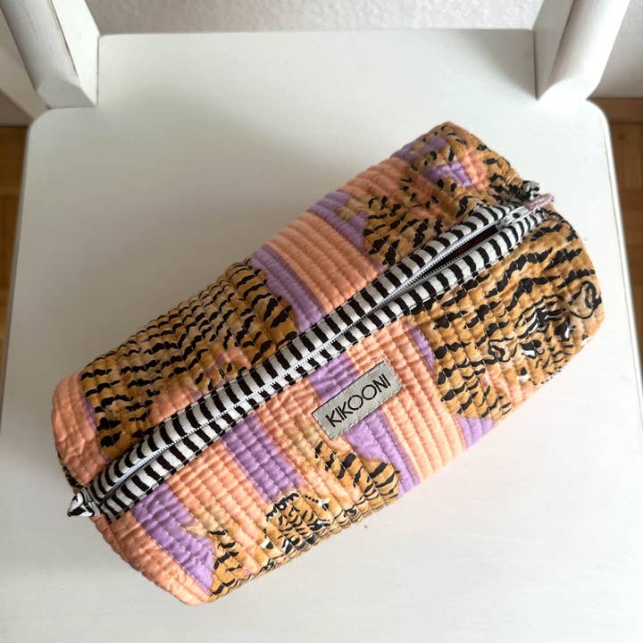 kikooni – wholesale Make-up/cosmetic bag – handmade cosmetic bag "Poppy Tiger peach fusion"
