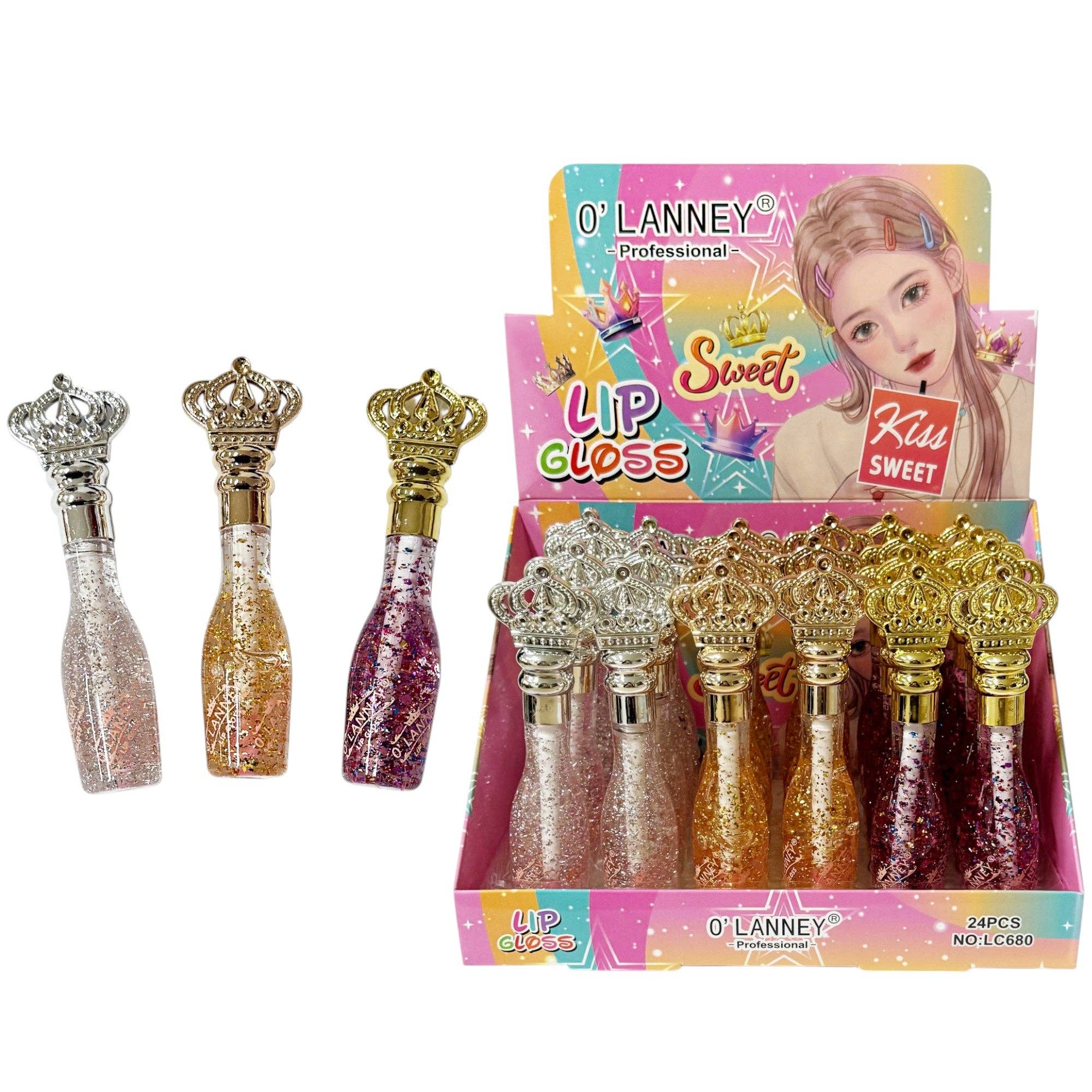 ASSORTEREDE O'lanney Kiss Sweet Lip Gloss LC680 (24STK) for engroshandel på Faire14