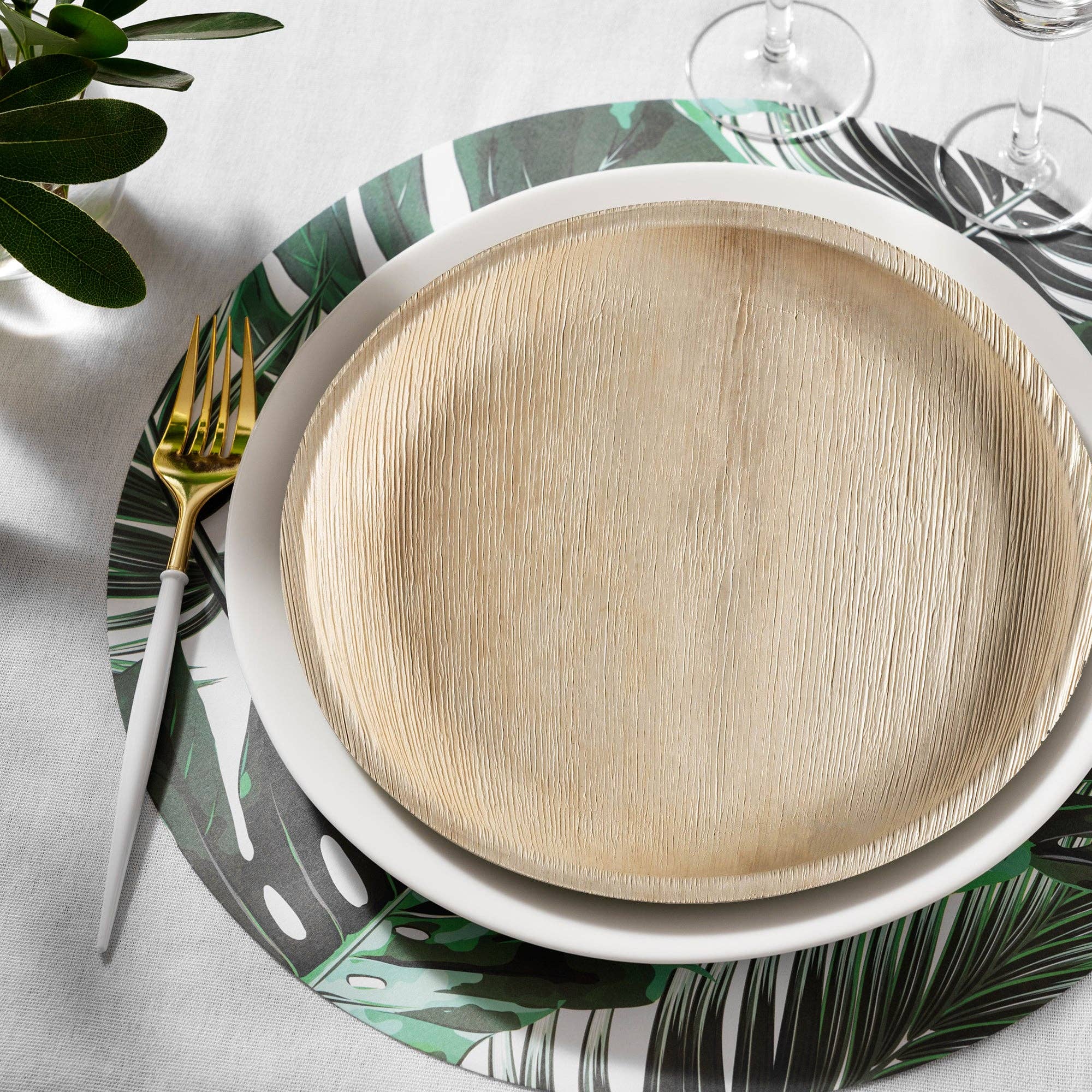 Smarty had a Party - Wholesale Kartonnen bordje - 12" Ronde Palmblad Milieuvriendelijke Schalen - 25 stuks6