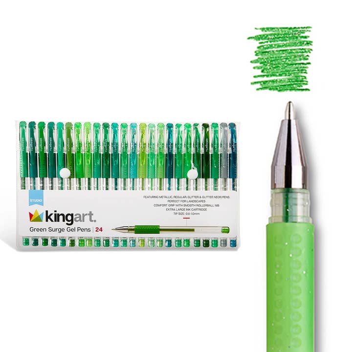 Gel Pens 24 Green Tone Colors for wholesale by KINGART