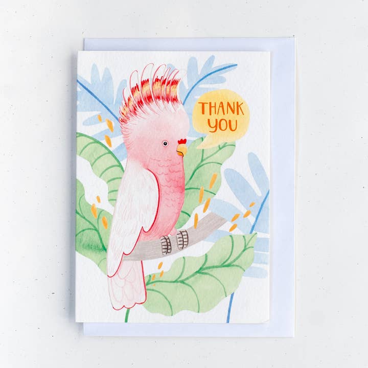 Cockatoo Thank You Card for wholesale by Natà lia Juan Abelló