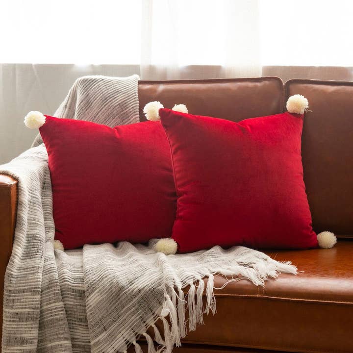 Hofdeco - Wholesale Throw Pillow Cover - Holiday Throw Pillow Cover, Velvet Red, 18"0