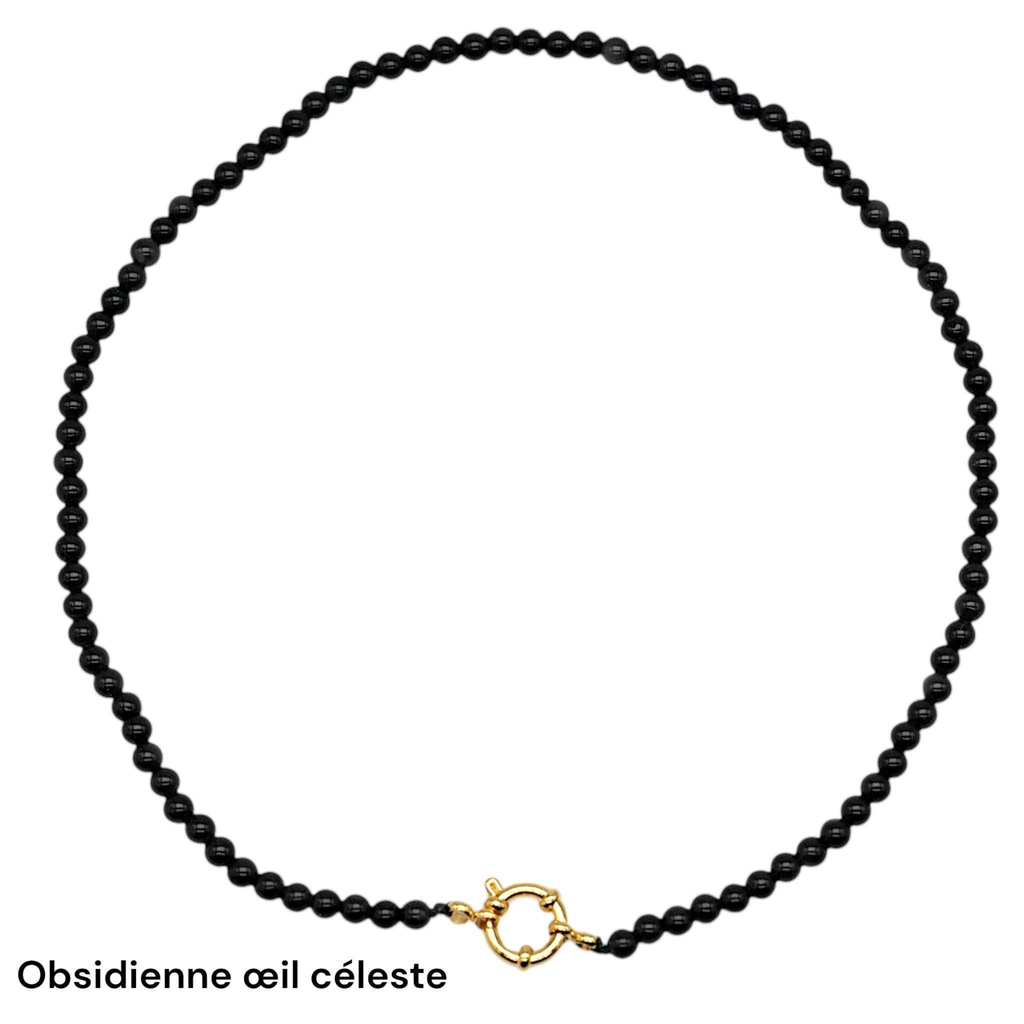 Foliesbijoux - Wholesale Beaded/Pearl Necklace - 43 cm 4 mm necklace with gold-plated stainless steel buoy clasp (20 stones available)16