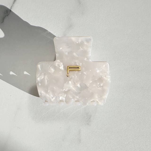 Hairclip NO.01, weiß marble für den Großhandel von LOU LOTO.