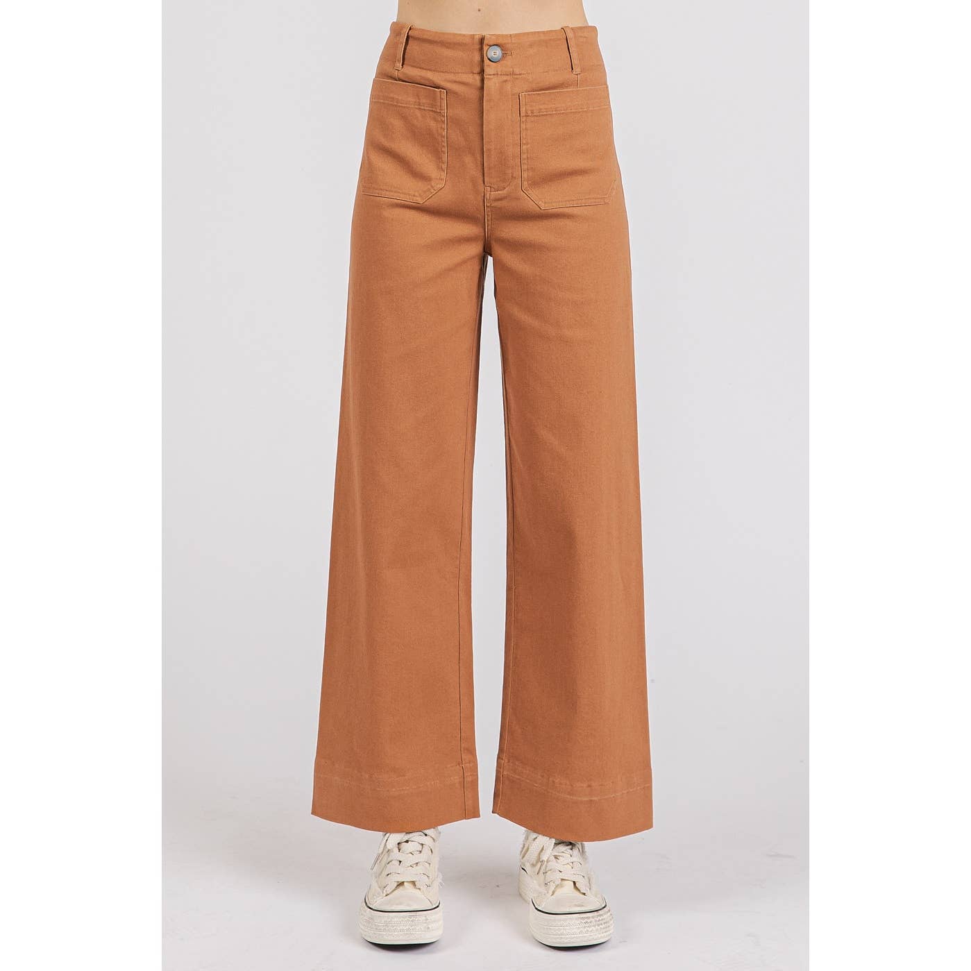 mittoshop - Wholesale Pants - Women's - TWILL PATCH POCKET HIGH RISE WIDE LEG PANTS19