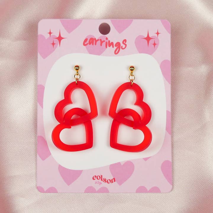 Herz-Kettenohrringe - Frostrot für den Großhandel von ColsonDesign