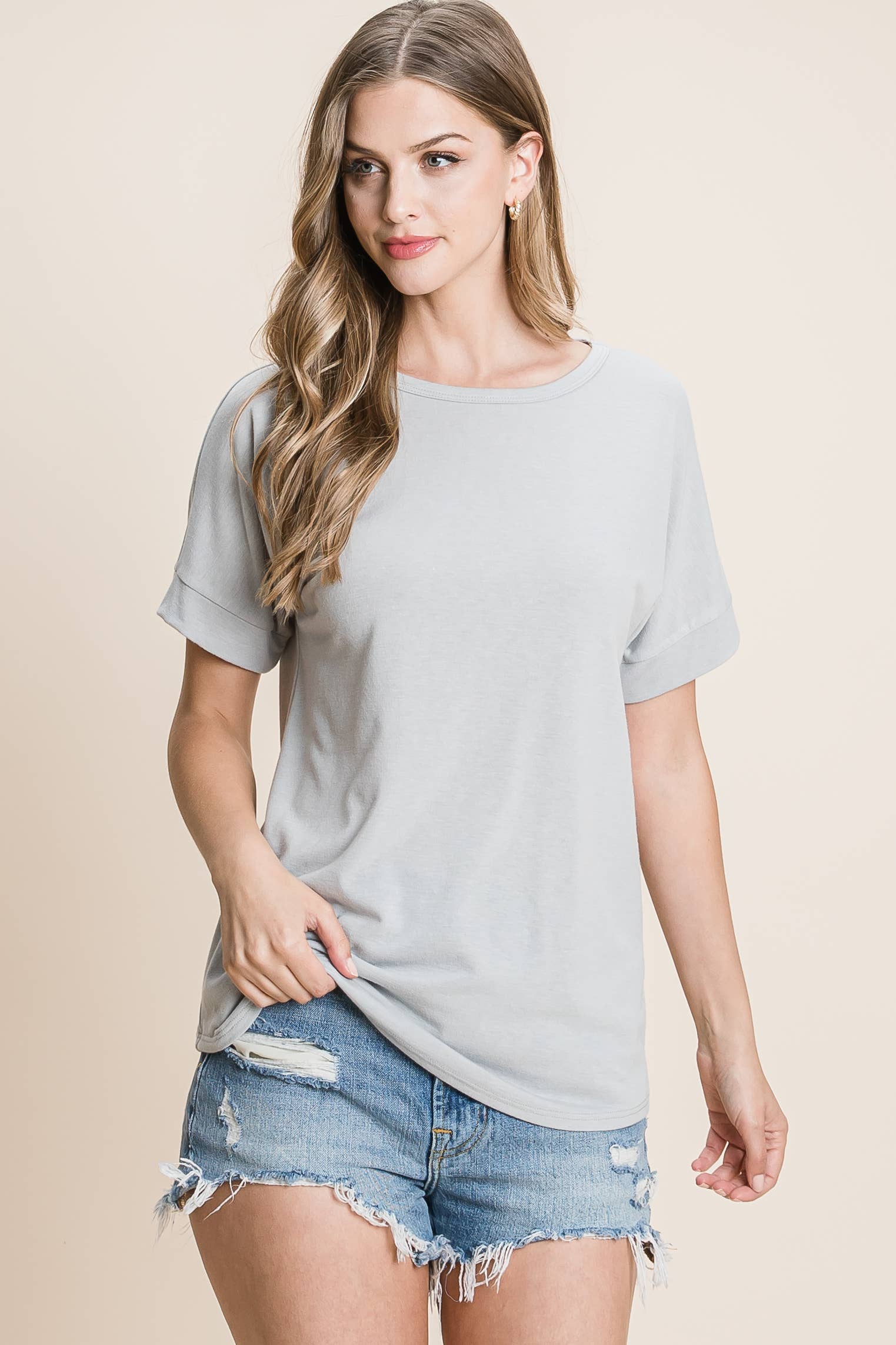 Gray TA1706 Everyday Essential Relaxed Fit Tee  for wholesale on Faire1