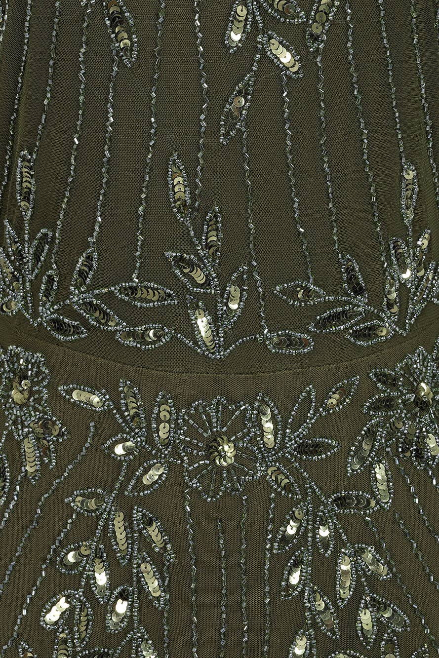 Jora Olive Embellished Maxi Dress for wholesale on Faire7