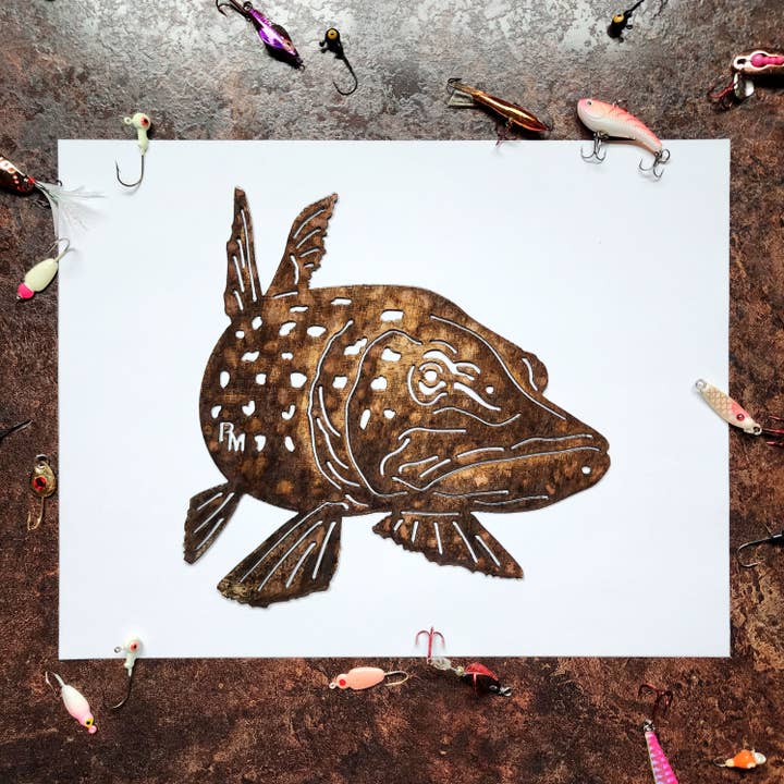 Rustic Metalz - Vente Décoration murale - Décoration murale en métal rustique en forme de poisson Northern Pike Fish, cadeau1