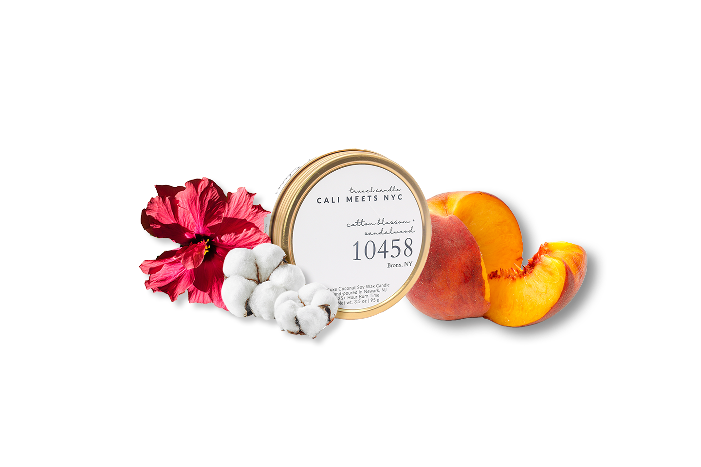 Cali Meets NYC - Wholesale Travel Candles - 10458, Cotton Blossom + Sandalwood Coconut Soy Candle Tin1