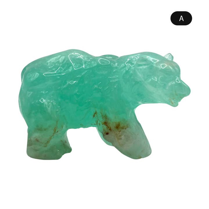 Figurine d'ours en fluorite verte sculptée à la main pour la guérison, la méditation, la concentration et la décoration intérieure - RAN527 pour la vente par Gem Avenue Wholesale