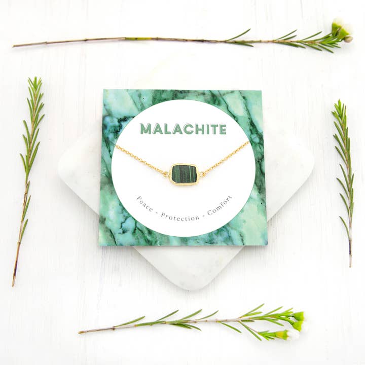 Malakit Ädelsten Skiva Halsband Guldfylld smycken gåva för wholesale av Delezhen