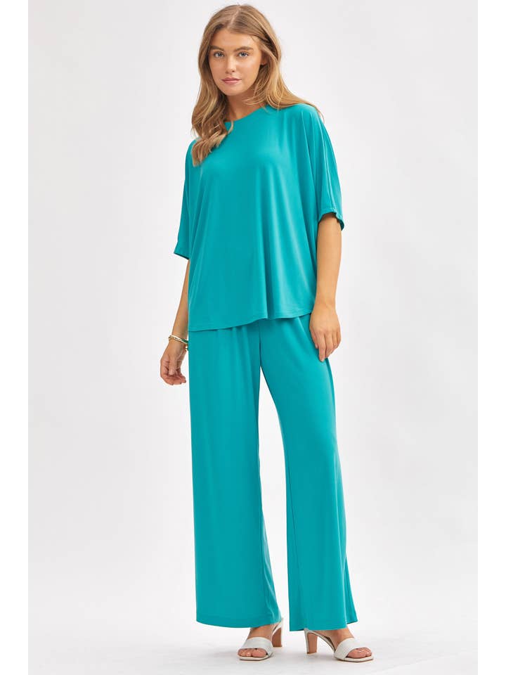 Dear Scarlett – wholesale Set med topp och byxa – Dam – Flowy Topp + Vida Byxor Set TRVSET-COASTAL