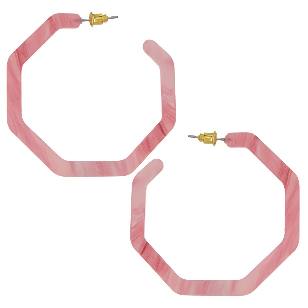 Suzie Q USA - Wholesale Hoop Earrings - Acrylic Octagon Shape Open-End Hoop Earring3