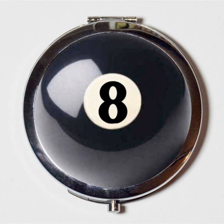 FringePop - Wholesale Compact Mirror - Eightball Compact Mirror - Eight Ball Pop Art Kitsch Billiards - Make Up Pocket Mirror for Cosmetics