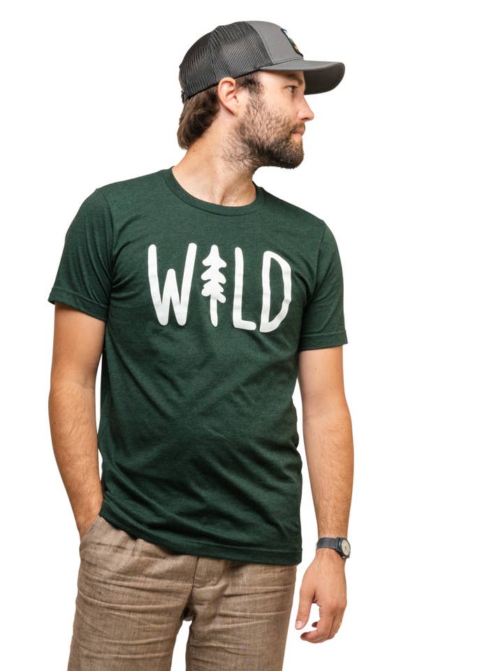 Keep Nature Wild - Wholesale Screen Printed T-Shirt - Unisex - Wild Pine Unisex Tee | Heather Forest2