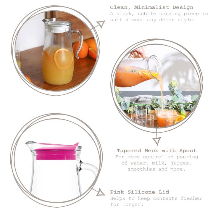 Rinkit Ltd - Wholesale Jug - 1.8L Misket Glass Water Jug with Silicone Lid2