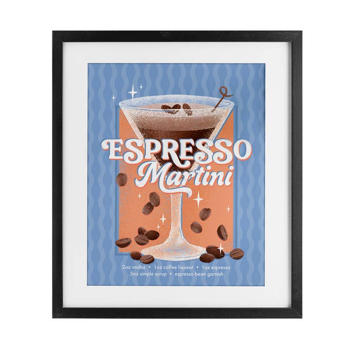 Stupell Industries - Wholesale Wall sign - Retro Espresso Martini & Recipe - Print Under Glass Wall Art0