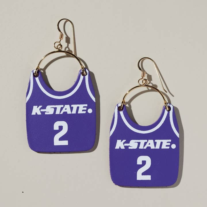 Nickel & Suede x Cherry - Boucles d'oreilles maillot K-State #2 pour la vente par Nickel and Suede