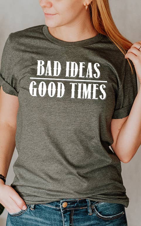 Select Apparel - Wholesale T-shirt met print - Dames - Grafisch T-shirt Slechte Ideeën Goede Tijden2