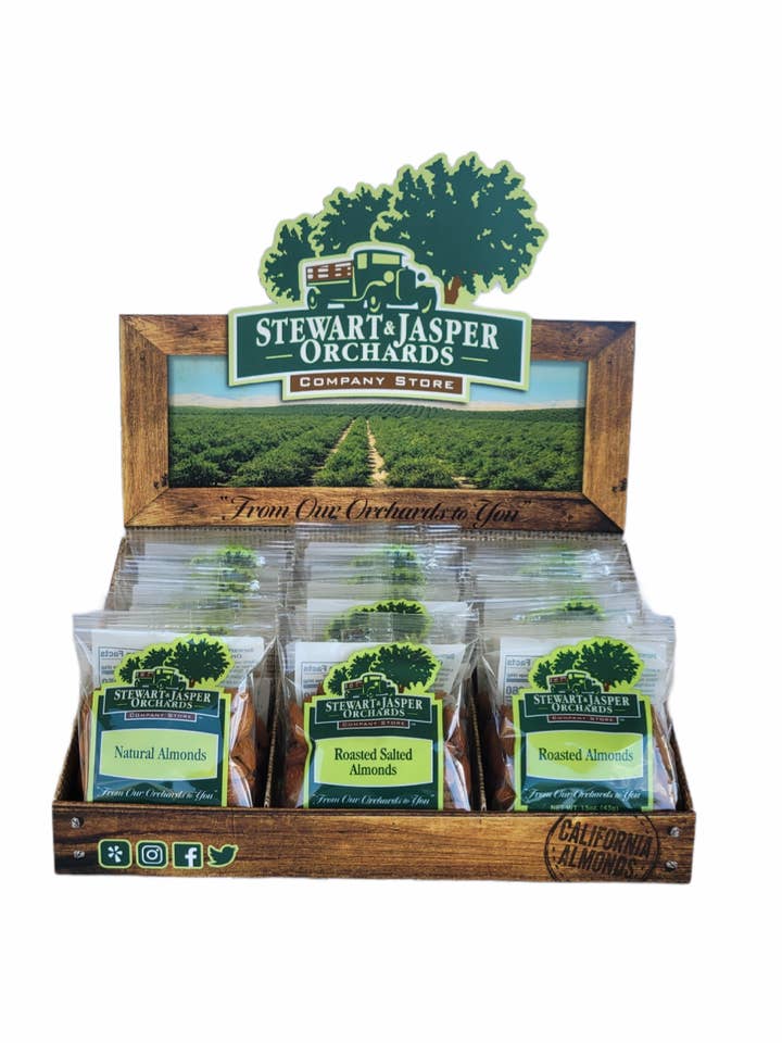Grab-N-Go Almond Variety Display Case for wholesale by Stewart & Jasper Orchards