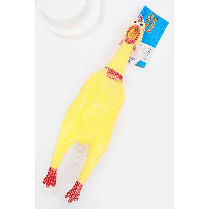 YELLOW Rubber Chicken Shrilling Toy for wholesale on Faire2