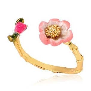Monet flower enamel glaze rose open ring for wholesale by Exsito