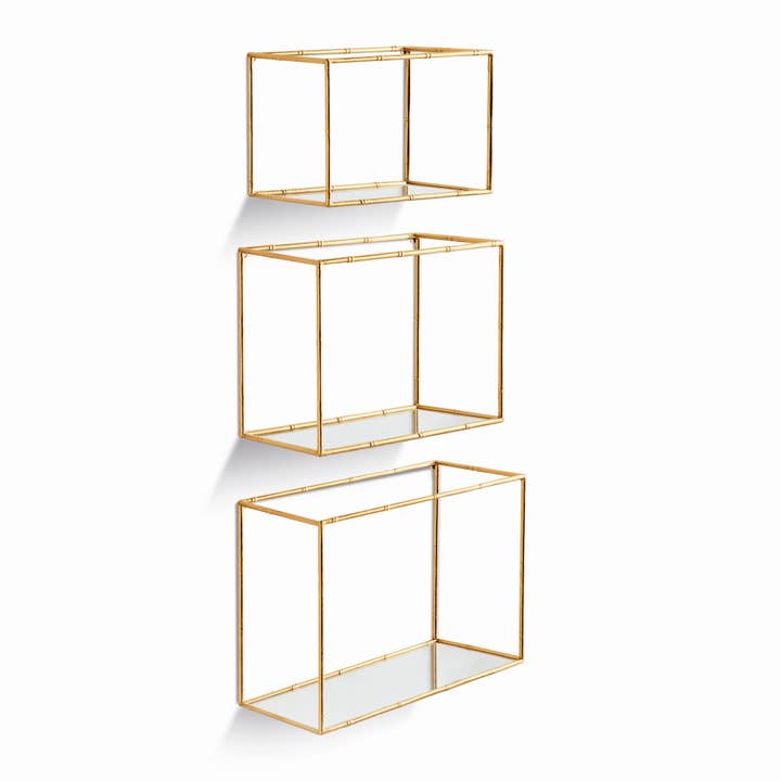 Napa Home & Garden - Wholesale Wall Mounted Shelf - Daphne Mirrored Wall Shelves, Gold