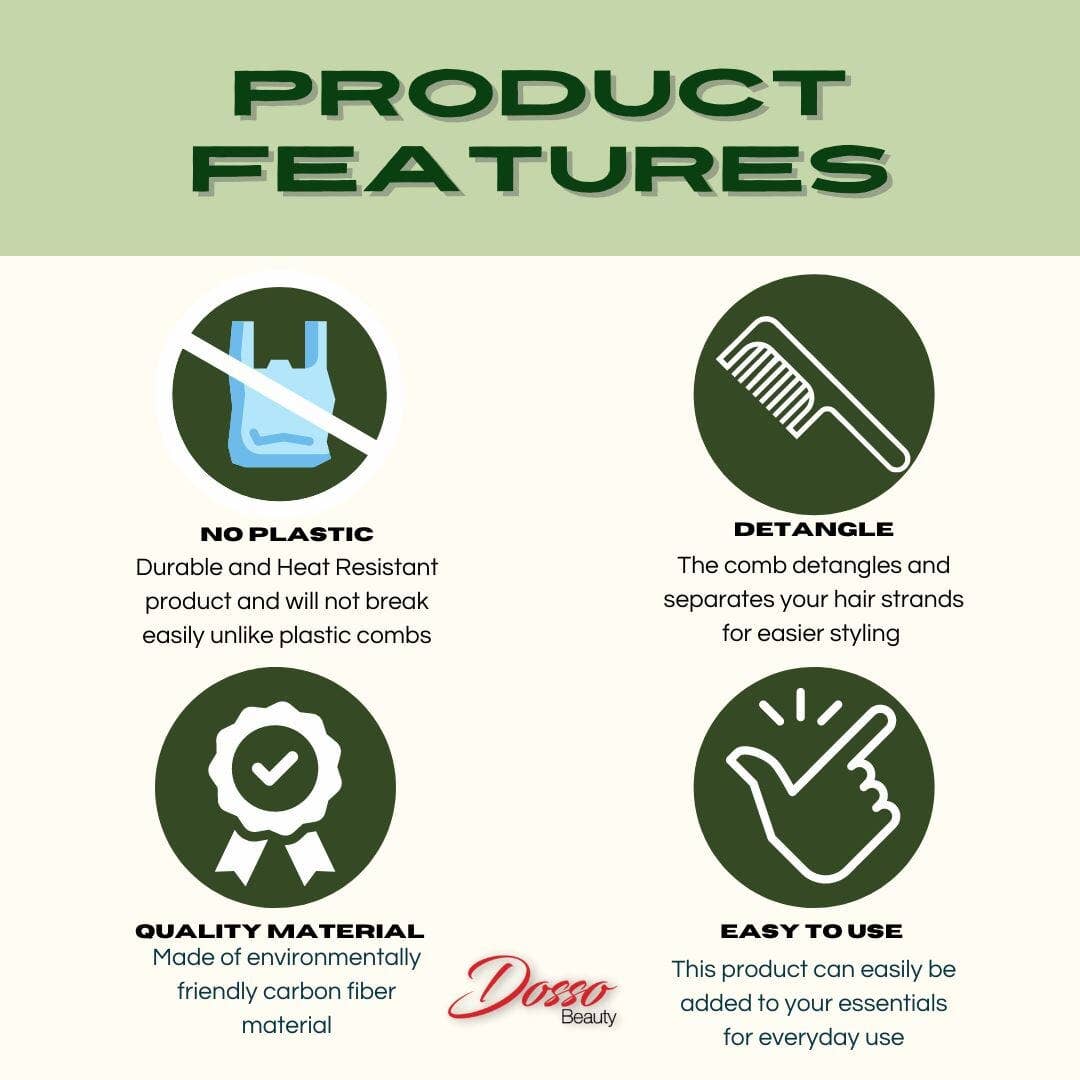 Dosso Beauty - Vente Peigne/brosse à cheveux - Peigne queue de rat en fibre de carbone Dosso Beauty4