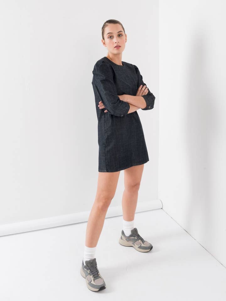 Svart Kavajklänning i denim för wholesale på Faire