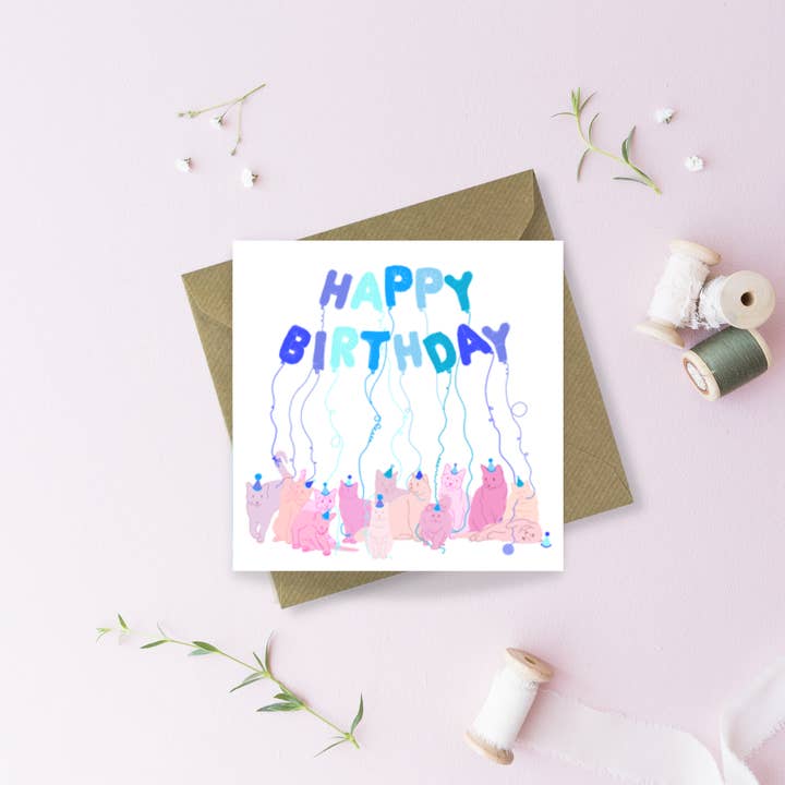 Glückwunschkarte mit Katzen zum Geburtstag für den Großhandel von Sayers Studio