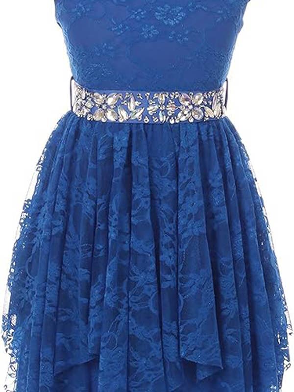 iGirlDress - Wholesale Dress - Kids - Girls Floral Lace Dress with Cubic Belt, Holiday Size 2-142
