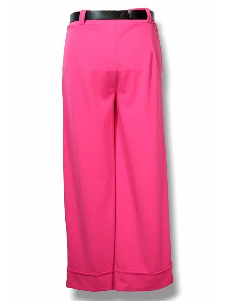 NINEF - Wholesale Pants - Women's - Urban Elegance Trousers with Belt - Vibrant Pink6