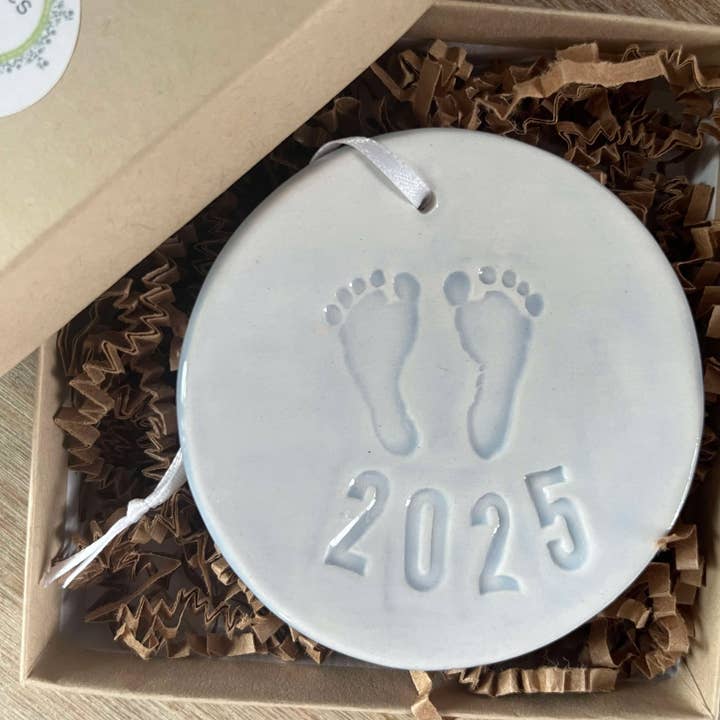 Chrissy Ann Ceramics - Wholesale Ornament - Baby Boy Ceramic Christmas Ornament | Handmade Pottery