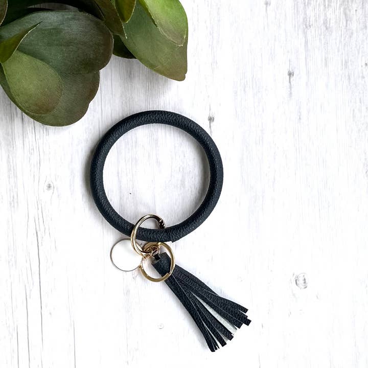 Bangle Bracelet Keyring with Tassel Keychain Dark Navy for wholesale by iconic mi