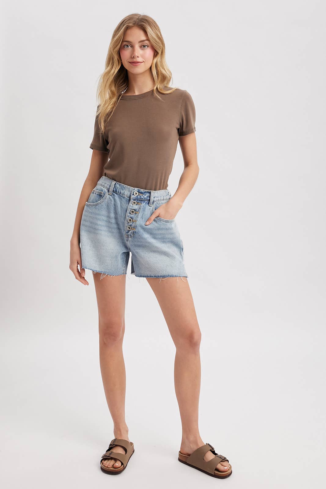 Wishlist Apparel - Wholesale T-Shirt - Women's - RIBBED KNIT BASIC T-SHIRT / WL18-171429