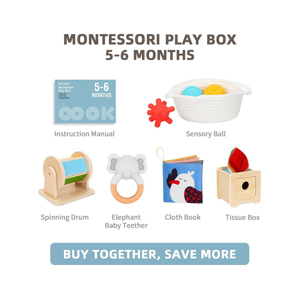 AJ Aguiar - Vendita all'ingrosso Giocattolo in legno - Bambini - Scatola Educativa Montessori 13 Pezzi 5M+3