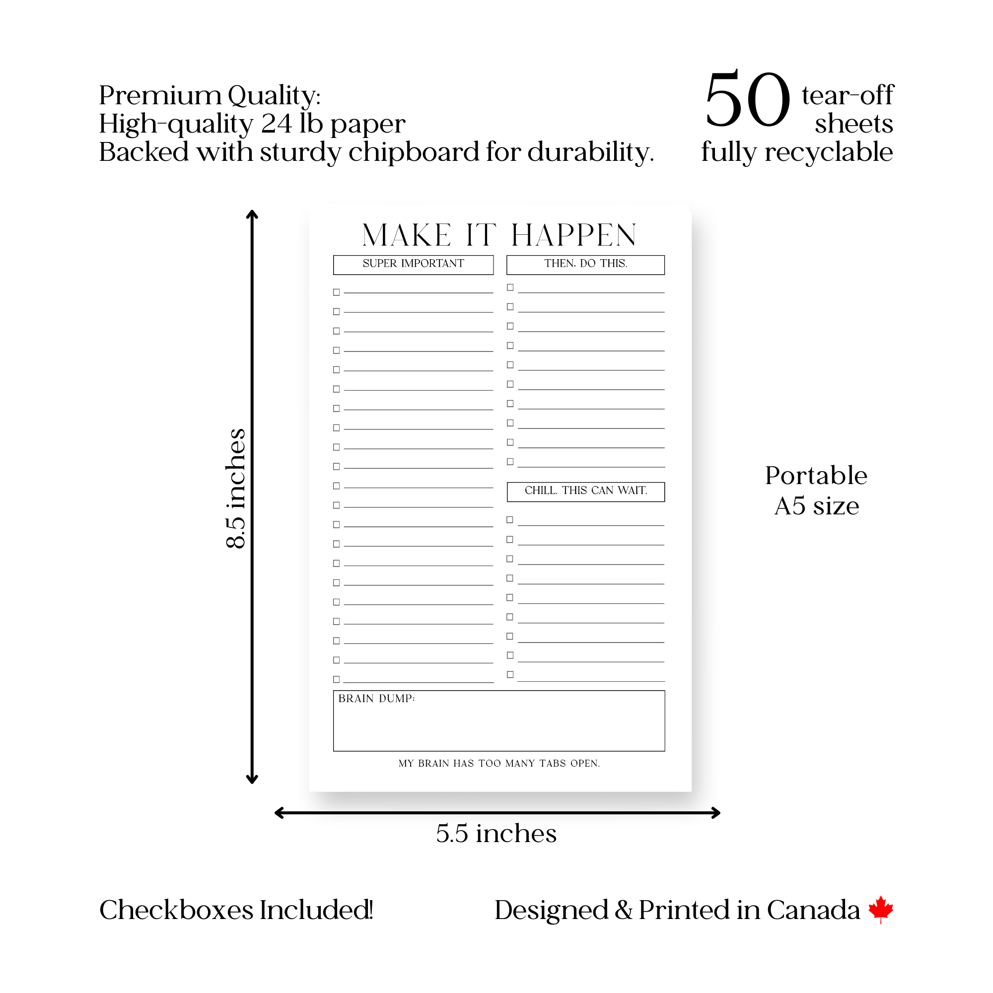 Eleventh and Taylor - Vente Blocs-notes - Liste de tâches : Bloc-notes de 50 pages à déchirer4