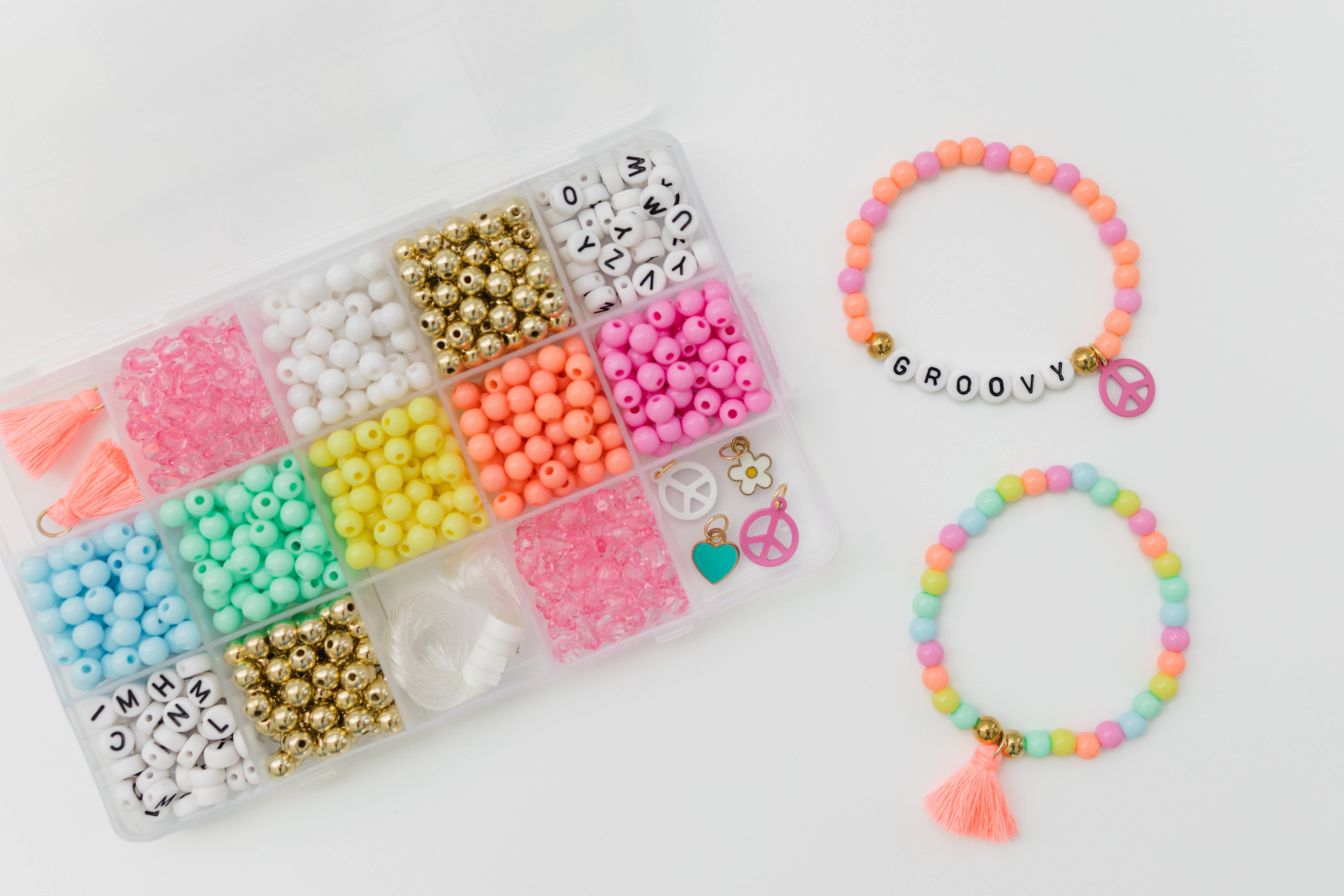 Stacked Sweetly - Wholesale DIY Jewelry - Kids - Groovy Goals DIY Stretchy Bracelet Craft Kit7