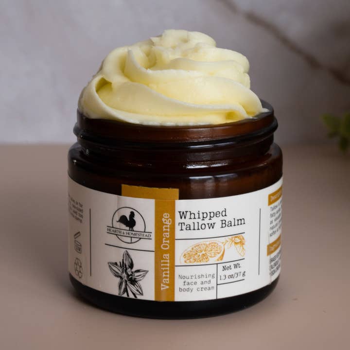 Vanilla Orange Whipped Tallow Balm for wholesale by Hearth and Homestead