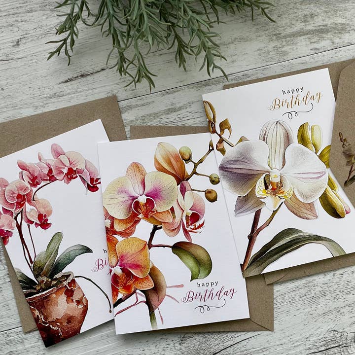 Orchid Birthday cards - 3 designs and other Purchase Wholesale blue orchids. Free Returns & Net 60 Terms on Faire trending on Faire.