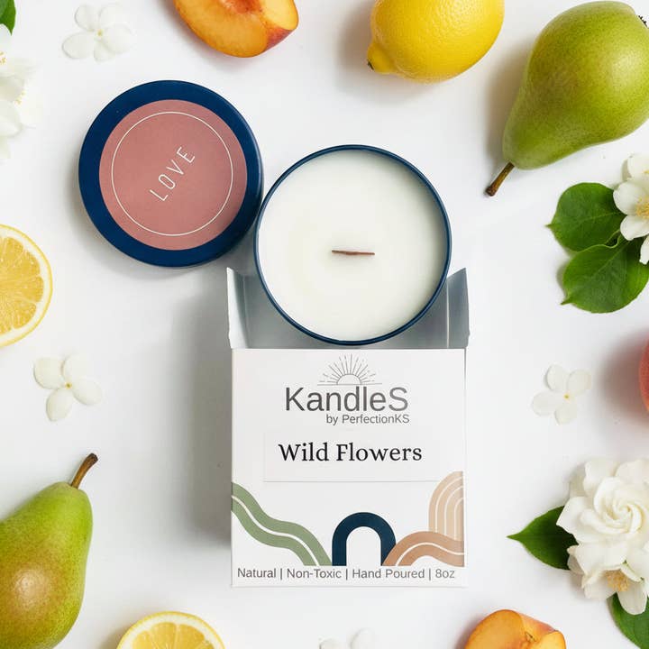 Wild Flower Oasis Luxury Candle | 8oz Non-Toxic Soy Candle with Wooden Wick | Clean Burn for wholesale by PerfectionKS