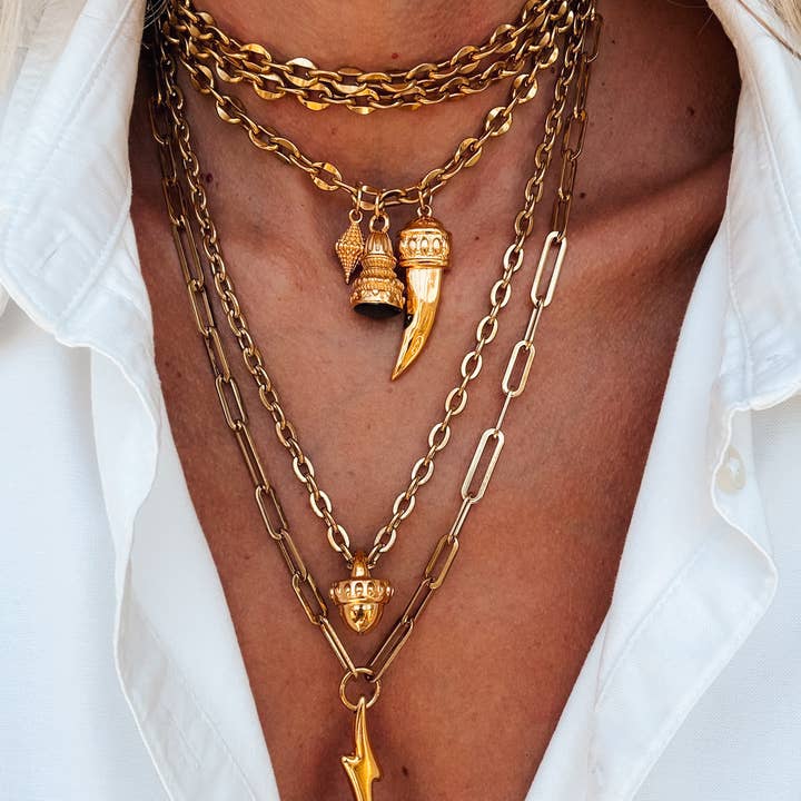 Goupi - Wholesale Pendant/Charm Necklace - Rock style Statement chunky chain Necklace Layer in gold1