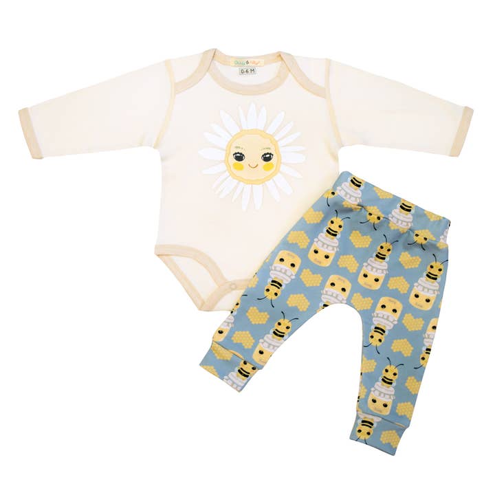 Conjunto de body con margaritas + pantalón con estampado de abejas para venta al por mayor de Olly & Arya