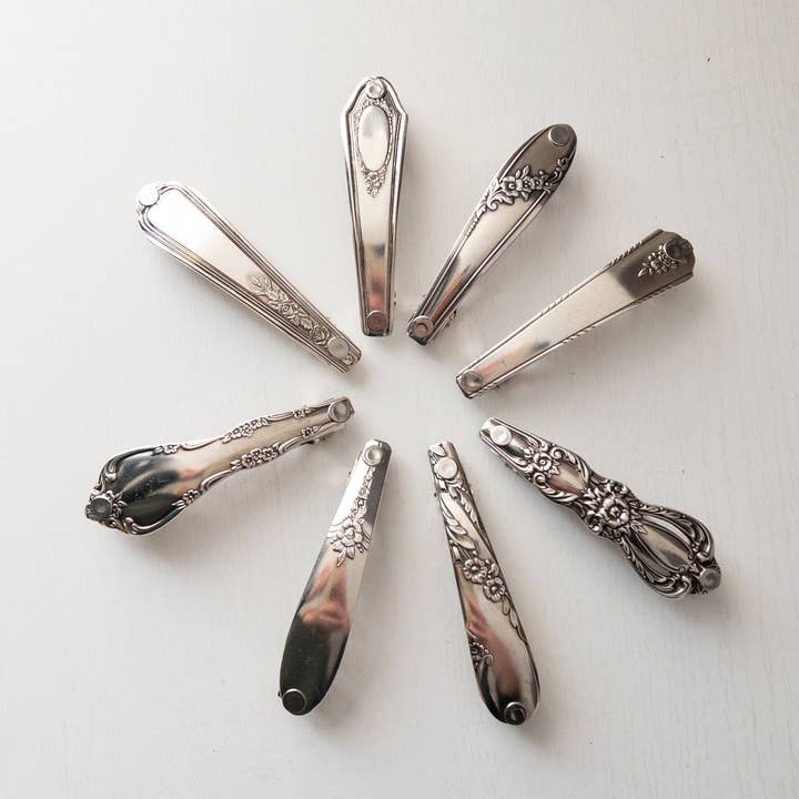 Pinza para el pelo con mango de plata para venta al por mayor de Girl Ran Away With the Spoon