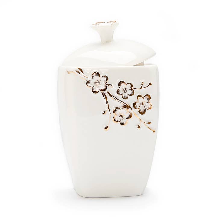 Sukkerskål Guld Floral Artwork for engroshandel hos CLASSIC TOUCH DECOR INC.