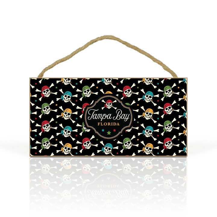 Placa de madeira suspensa personalizável 10x5": crânios piratas divertidos por atacado de Matrix